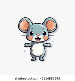 Cartoon mouse. Isolated on white background. Vector illustration for pet, animal, wildlife concept
