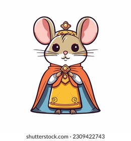 a cartoon mouse king flat color line drawing