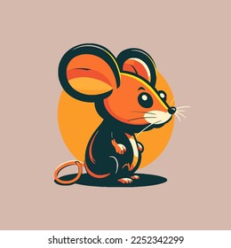 Cartoon mouse logo design template. Vector illustration of a cute cartoon mouse. Cartoon mouse