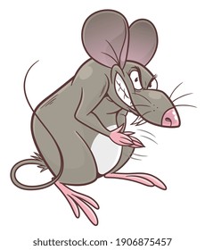 Cartoon mouse rubbing hands and laughing. Cartoon pest mouse series.