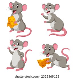 Mouses with cheese house in garden cartoon Vector Image