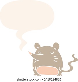 Cartoon-Maus mit Sprachblase im Retro-Stil