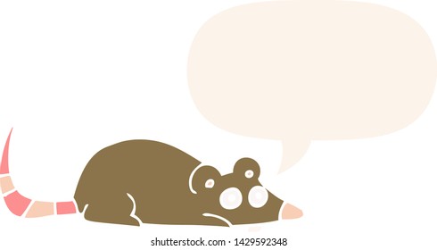 ratón de dibujos animados con burbuja de voz en estilo retro