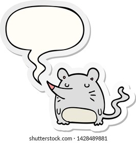 cartoon mouse with speech bubble sticker