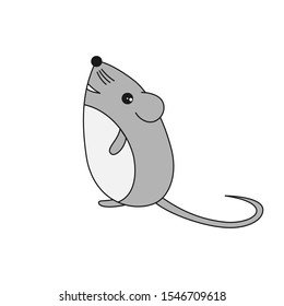 Cartoon mouse. Symbol of the year. Vector illustration.