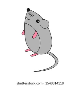 Cartoon mouse. Symbol of the year. Vector illustration.