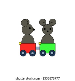 cartoon mouse train toy colored icon. Signs and symbols can be used for web, logo, mobile app, UI, UX