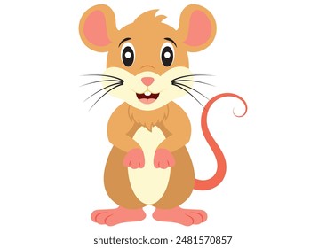 Cartoon Mouse Vector Flat Design Isolated on White Background