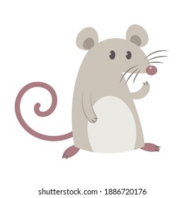 Cartoon mouse vector illustration isolated on white background. Cute rat vector cartoon.