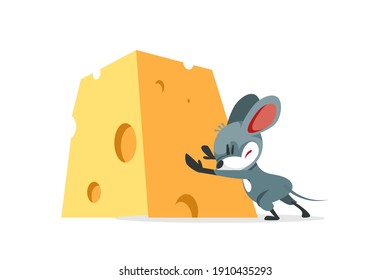 Cartoon Mouse Wants Steal Cheese Struggles Stock Vector (Royalty Free ...