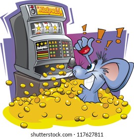 Cartoon mouse wins big on a slot / fruit machine