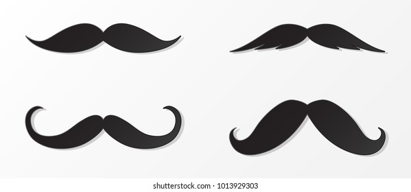 Cartoon moustaches - set of elements for photobooth or barber shop. Vector.