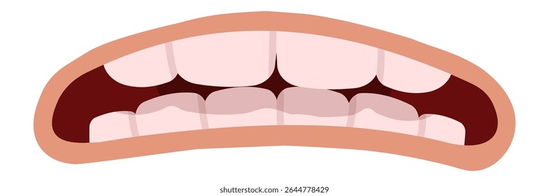 Cartoon mouth grimacing and revealing teeth while biting down, conveying frustration and anger through an expressive illustration isolated on a white background
