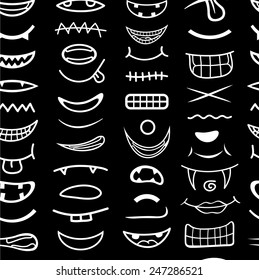 Cartoon mouth seamless pattern.