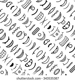Cartoon mouth. Seamless pattern.