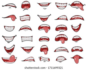 Cartoon Mouth Set. Cartoon Smile Variation