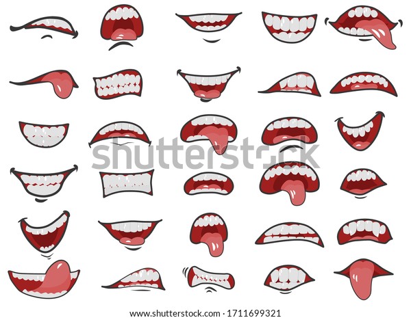 Cartoon Mouth Set Cartoon Smile Variation Stock Vector (Royalty Free ...