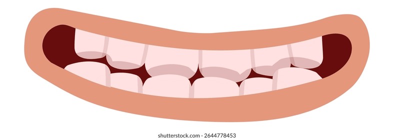 Cartoon mouth showing teeth and gums is smiling, creating a cheerful and expressive facial feature, perfect for adding personality to characters and designs