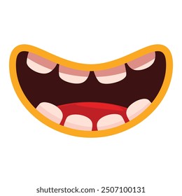 Cartoon mouth showing teeth is smiling and laughing