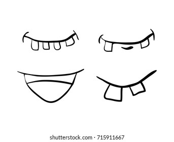 cartoon mouth with  teeth set vector symbol icon design. Beautiful illustration isolated on white background