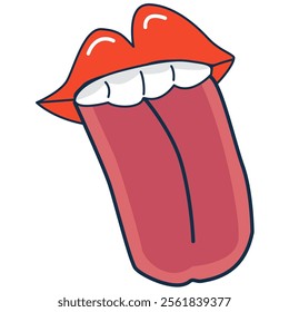 Cartoon. A mouth with a tongue sticking out. Cartoon illustration of  vector icon for web design