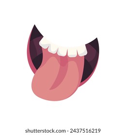 Cartoon mouth with tongue and teeth vector symbol icon