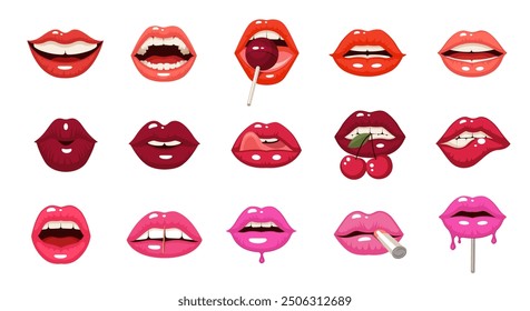 The Cartoon Mouths. Fun and Expressive Lips in a vector illustration