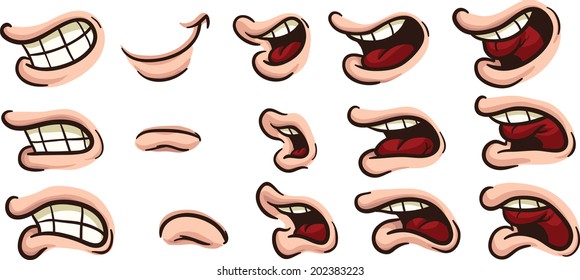 Cartoon mouths. Vector clip art illustration. Each on a separate layer. 