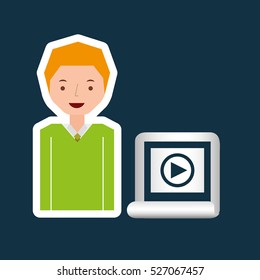 cartoon movie button guy design vector illustration eps 10