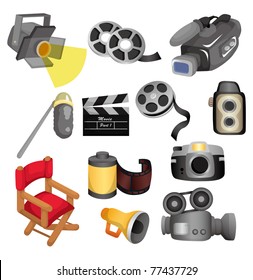 cartoon movie equipment icon set