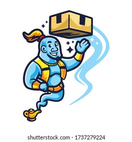 Cartoon Moving Genie Mascot Logo