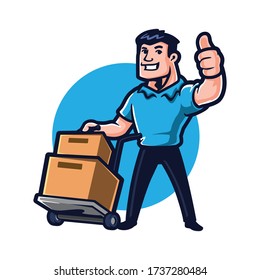 Cartoon Moving Guy Mascot Logo Design