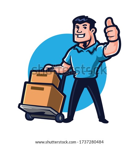 Cartoon Moving Guy Mascot Logo Design