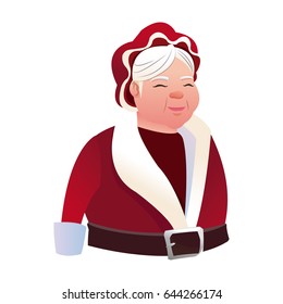 cartoon mrs claus. merry christmas and new year symbol. fun character image