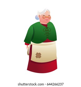 cartoon mrs claus. merry christmas and new year symbol. fun character image