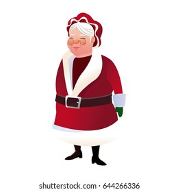 cartoon mrs claus. merry christmas and new year symbol. fun character image