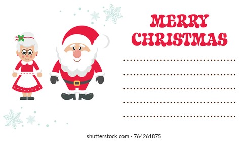 cartoon mrs santa and santa claus christmas card