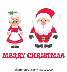 cartoon mrs santa and santa claus with text