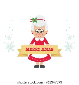 cartoon mrs santa with sign vector