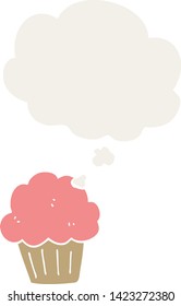 cartoon  muffin with thought bubble in retro style