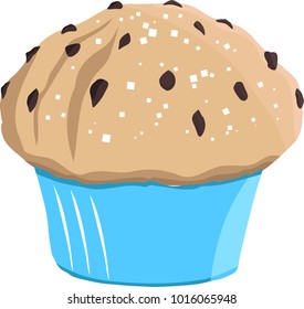 Cartoon muffin vector blue and brown colors