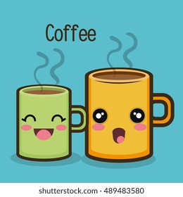 cartoon mug coffee drink hot graphic