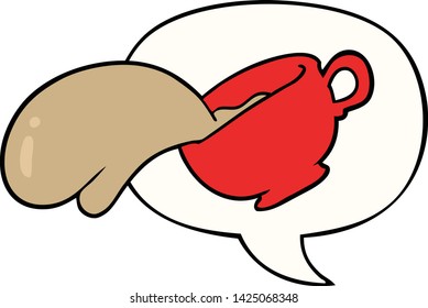 cartoon mug of coffee with speech bubble