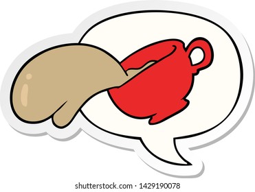 cartoon mug of coffee with speech bubble sticker