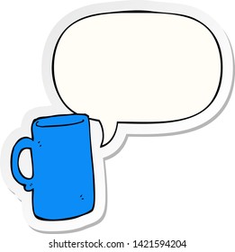 taza de dibujos animados con pegatina de burbujas de voz