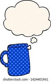 cartoon mug with thought bubble in comic book style