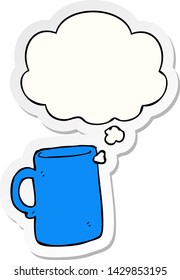 taza de dibujos animados con burbuja de pensamiento como pegatina impresa