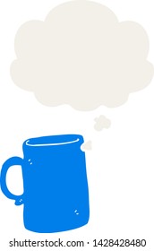 cartoon mug with thought bubble in retro style