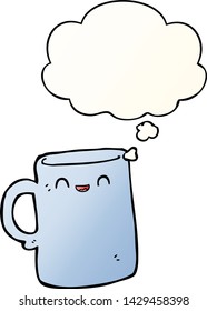 cartoon mug with thought bubble in smooth gradient style