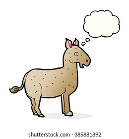 cartoon mule with thought bubble